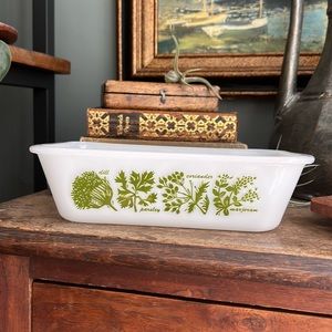 VINTAGE GLASBAKE Rectangular Dish Herbs Cottagecore